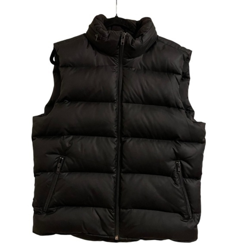 GAP Vintage 2009 Black Down Filled Puffer Vest Packable Hood Y2K Size Medium